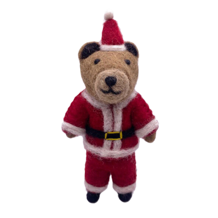 Felt Christmas Decoration - Brown Bear Santa