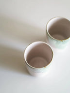 Handgemaakte keramische beker - Jade - Groen &amp; Wit - 260 ml