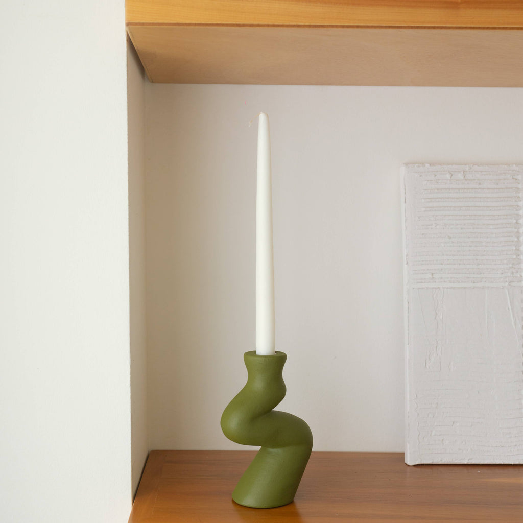 Handgemaakte keramische kandelaar - Terracotta