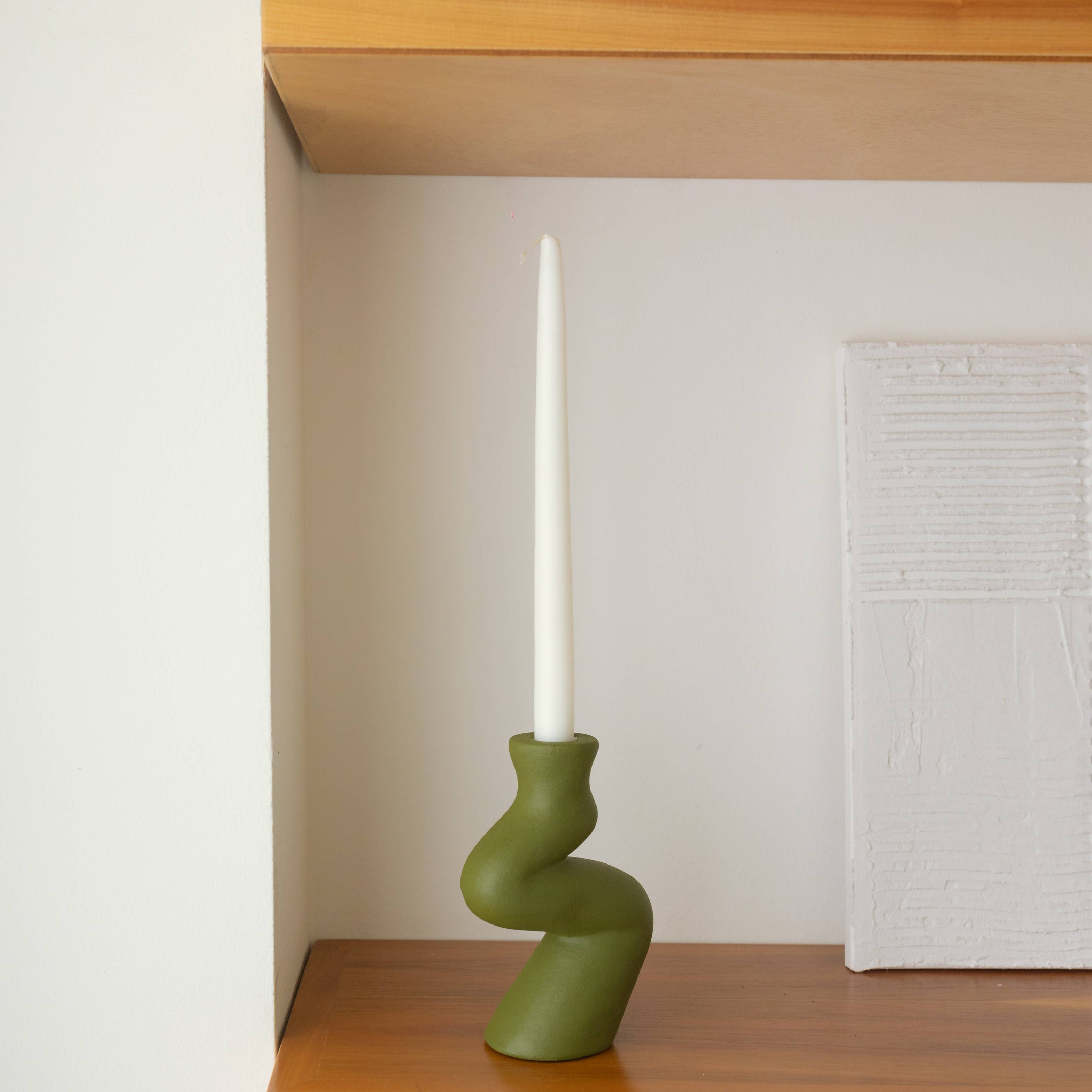 Handgemaakte keramische kandelaar - Terracotta