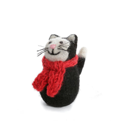 Kerstdecoratie van vilt - Kat met sjaal