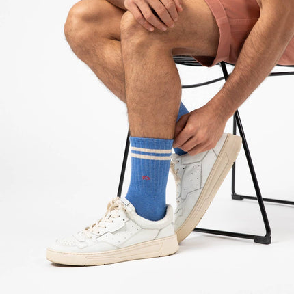 Combed Cotton Socks - Blue & White Striped - One size: 41/46 - Harman Shop & Atelier