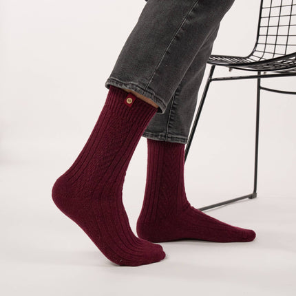 Wool Socks - Burgundy - One size: 41/46