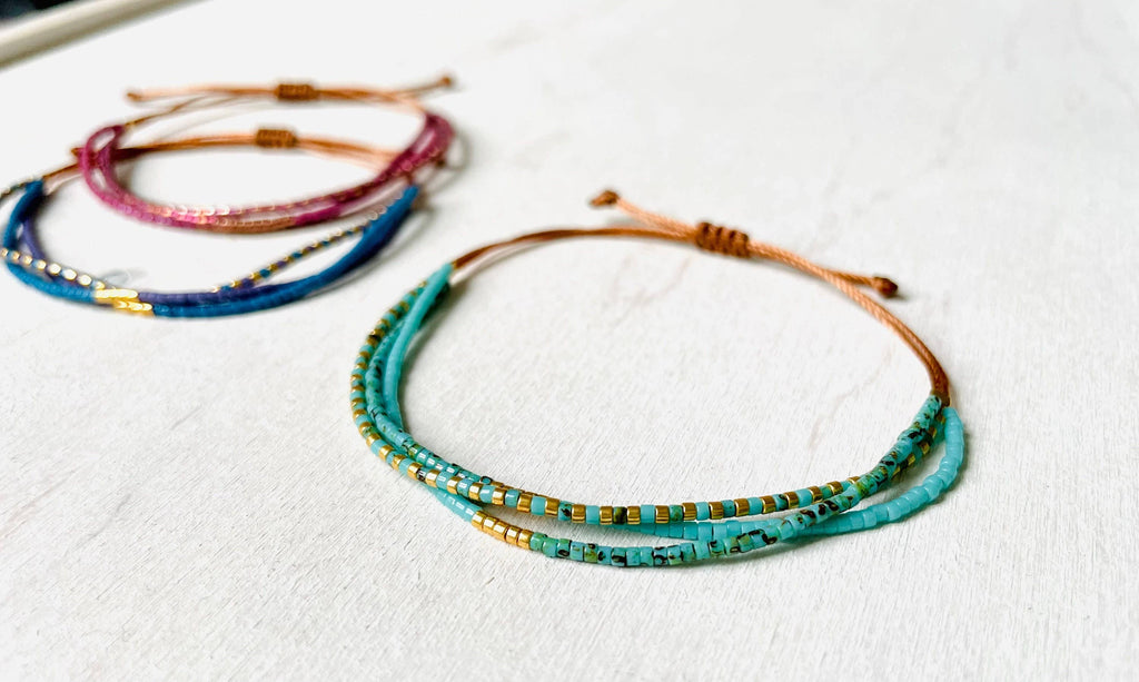 Verstelbare Miyuki-armband - Mint Picasso