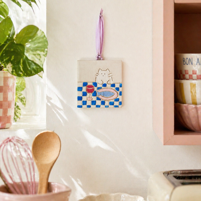 "Table for One" - Tiny Ceramic Wall Hanging
