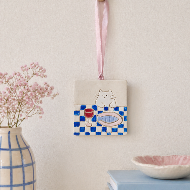 "Table for One" - Tiny Ceramic Wall Hanging