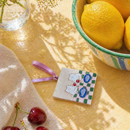 "Table for Two" - Tiny Ceramic Wall Hanging
