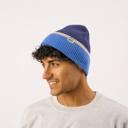 Unisex Wool Beanie - Navy & Blue & Beige