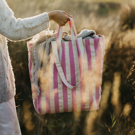 Organic Tote - Stripes - Pink - Harman Shop & Atelier