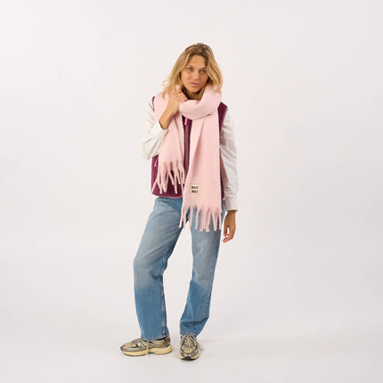 Wide Mixed Wool Scarf - Light Pink