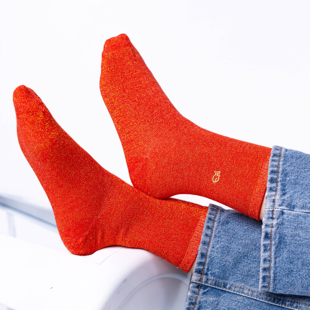 Combed Cotton Socks - Orange - One size: 37/40 - Harman Shop & Atelier