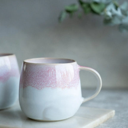 Handmade Ceramic Mug - Aurora - Pink & White - 290ml - Harman Shop & Atelier