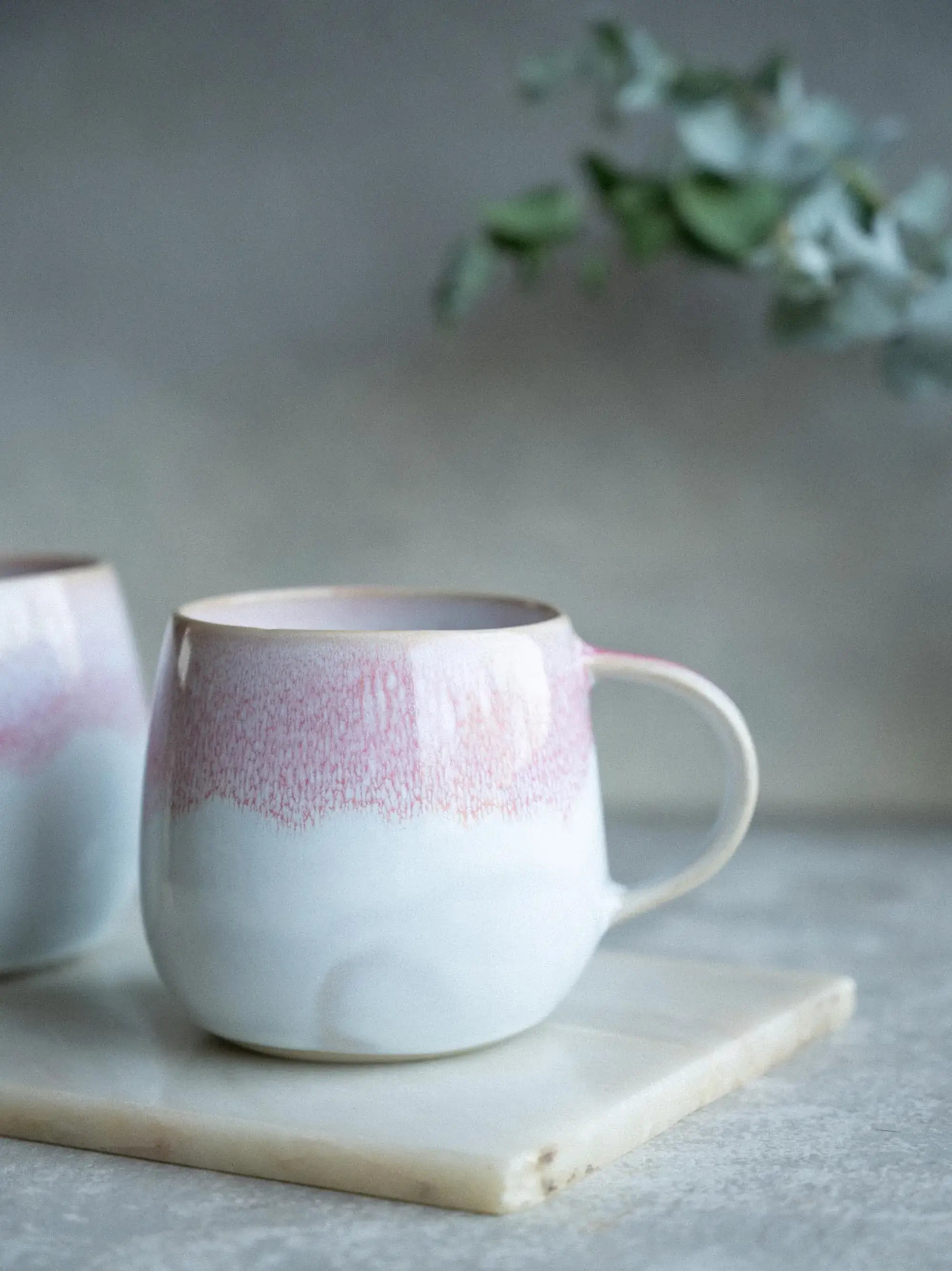 Handmade Ceramic Mug - Aurora - Pink & White - 290ml
