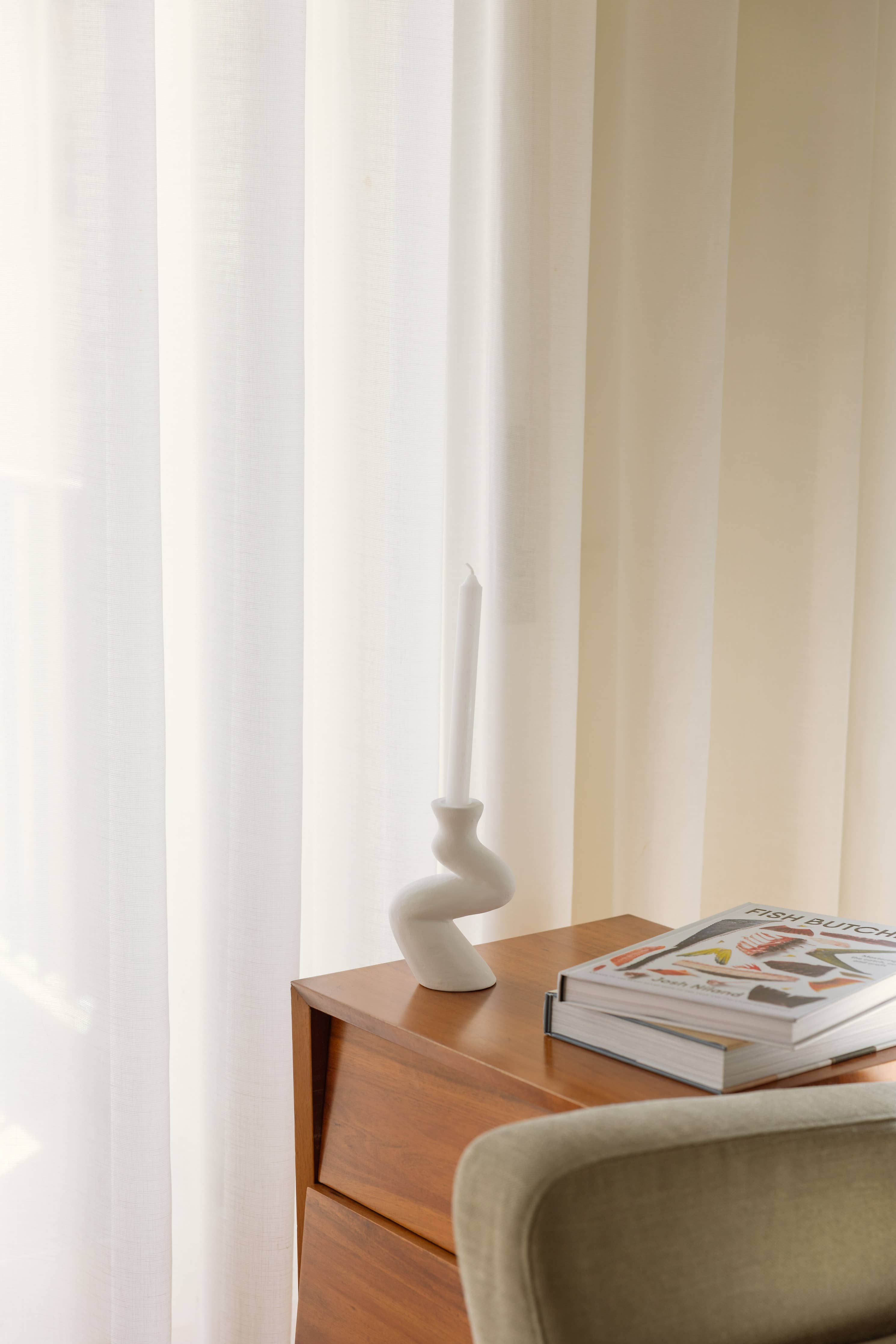 Handgemaakte keramische kandelaar - Terracotta