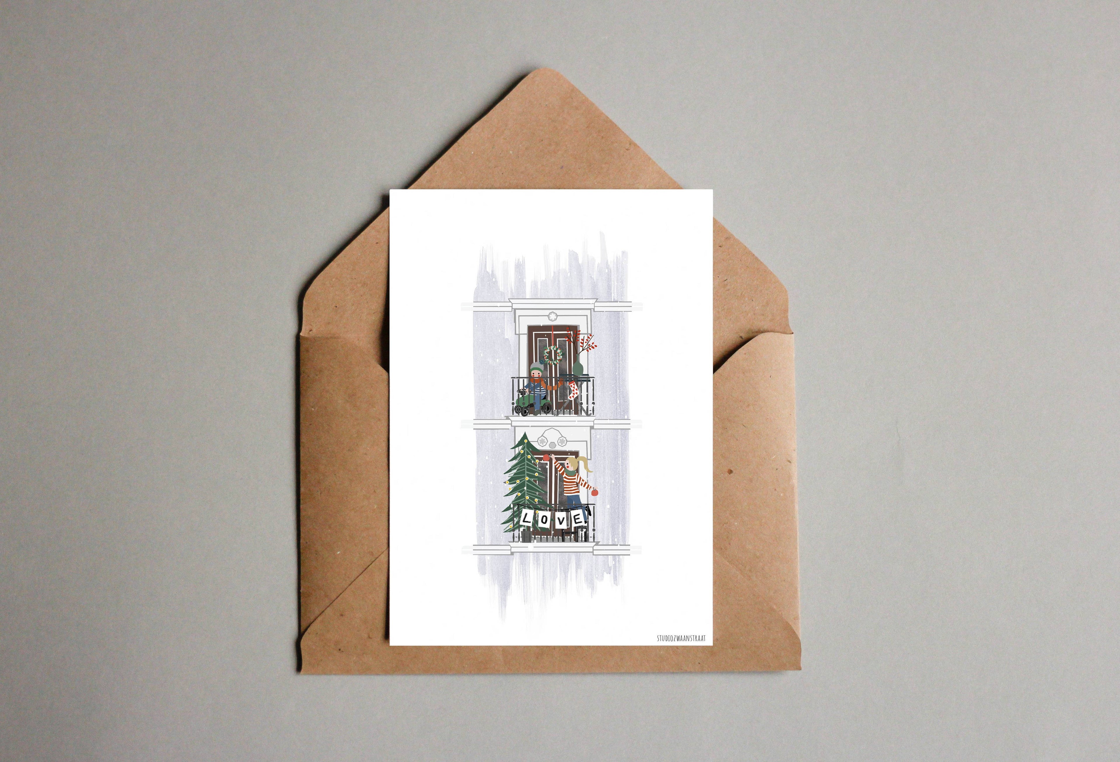 Postcard - Christmas Balcony