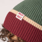 Unisex wollen muts - kaki &amp; bordeauxrood &amp; beige