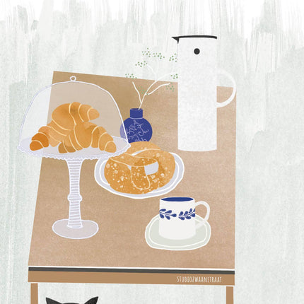 Postcard - Coffee and Croissants - Harman Shop & Atelier