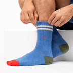 Gekamde katoenen sokken - Blauw &amp; Wit Gestreept - Eén maat: 41/46