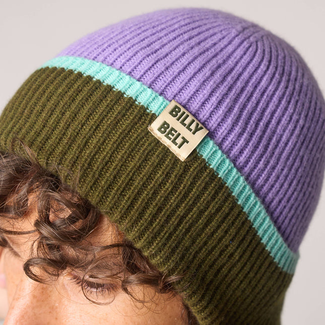 Unisex Wool Beanie - Purple & Khaki & Mint green - Harman Shop & Atelier