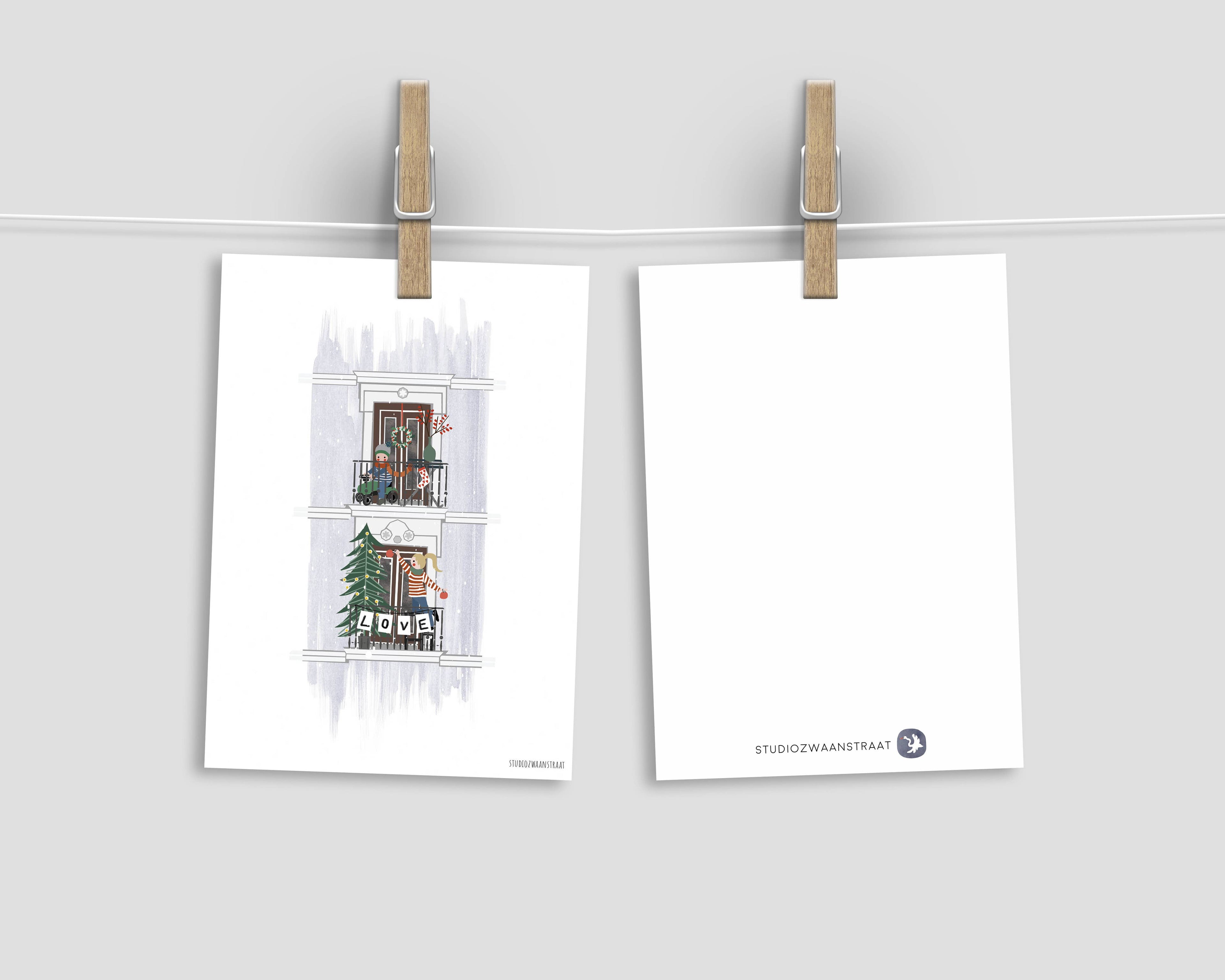 Postcard - Christmas Balcony