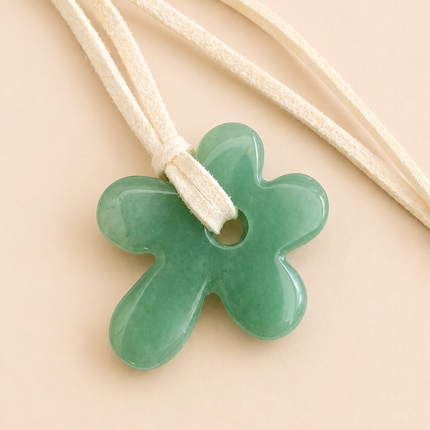 Green Aventurine Flower Bag Charm / Keychain - Natural Gemstone