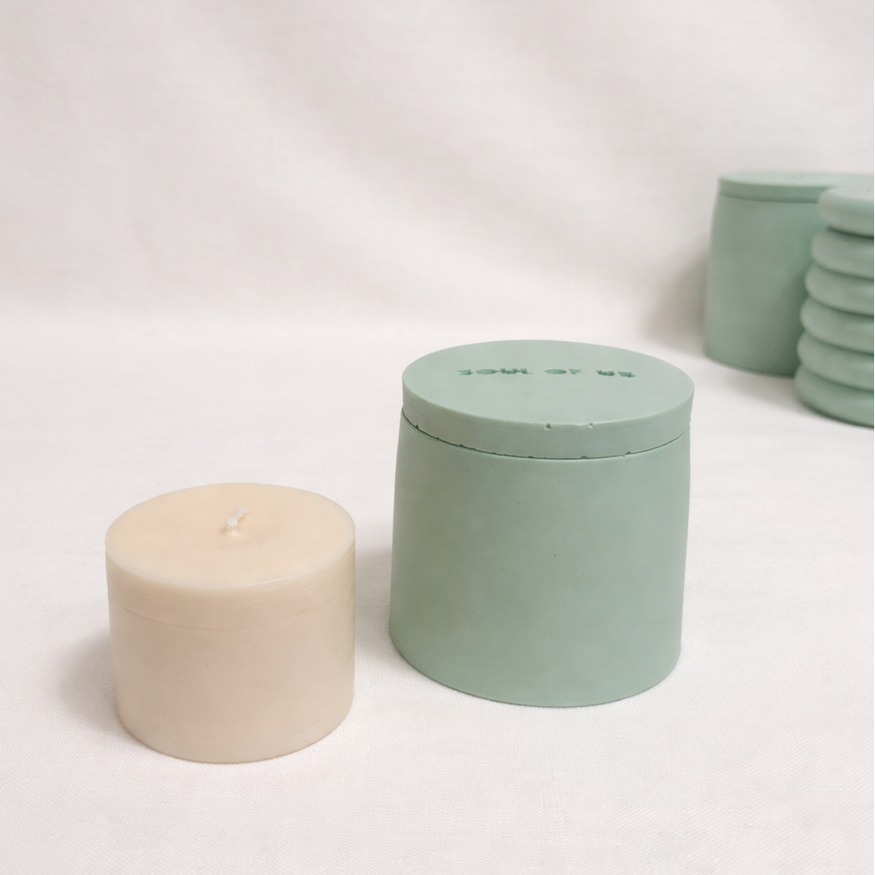 Handmade Candle Vessel & Soy Wax Candle - Light Green - Harman Shop & Atelier
