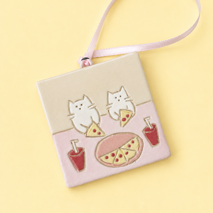 Pizza Date - Tiny Ceramic Wall Hanging