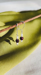 Sterling zilveren oorbellen met parel en aqeeq - N07