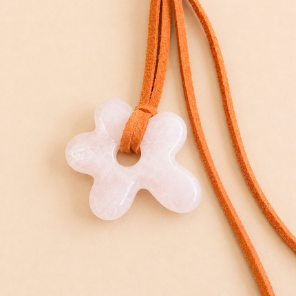 Rose Quartz Flower Bag Charm / Keychain - Natural Gemstone