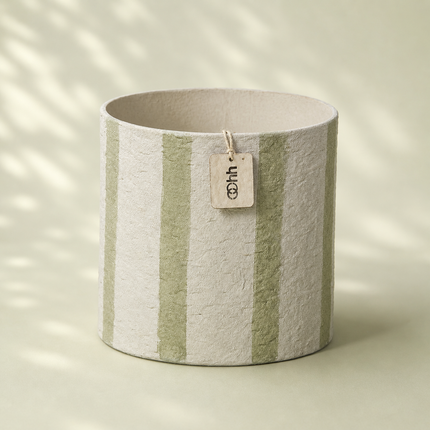 Handmade Waterproof Flower Pot - 100% recycled paper - Sage & Off White