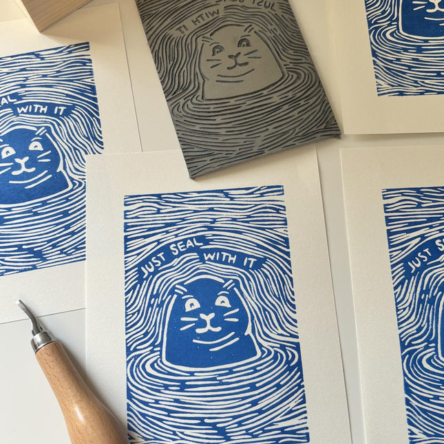 "Just seal with it" Linocut Print