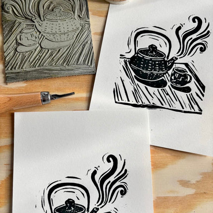 "Teapot" Linocut Print