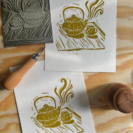 "Teapot" Linocut Print