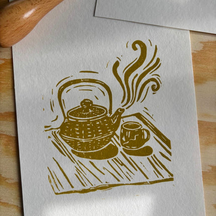 "Teapot" Linocut Print