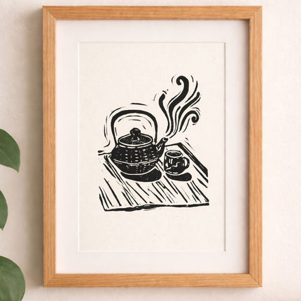 "Teapot" Linocut Print