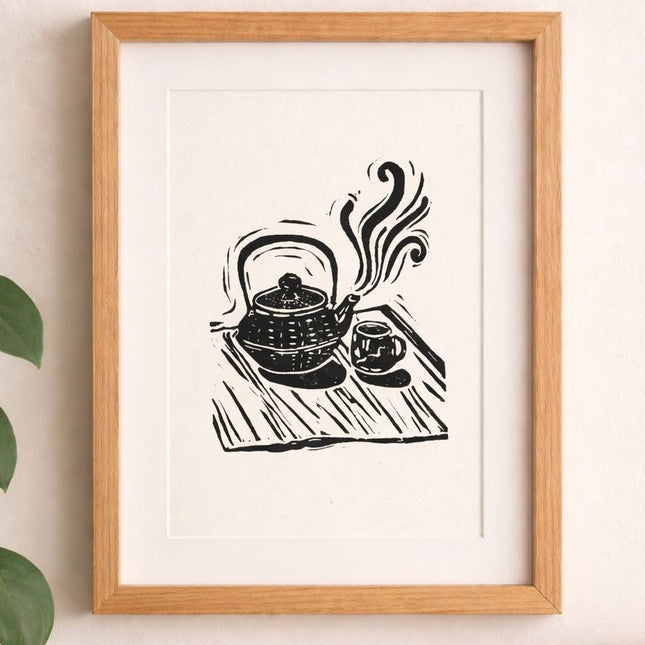 "Teapot" Linocut Print