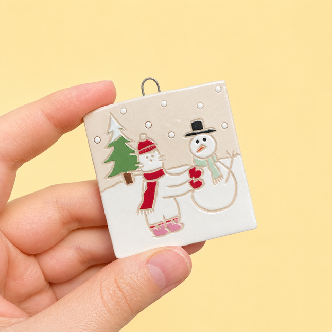 Tiny Snowman - Ceramic Wall Hanging