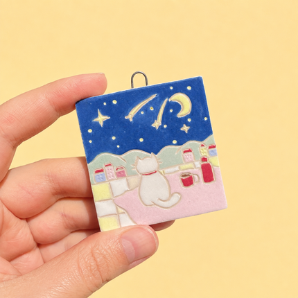 Staying Up Late to Make a Wish - Ceramic Wall Hanging